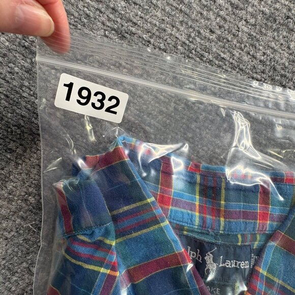 Ralph‎ Lauren Shirt Mens XL Blue Plaid Blake Button Short Sleeve Preppy - Picture 10 of 10